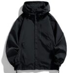 Black Hooded Windbreaker Jacket